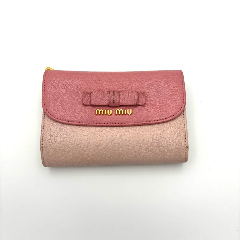 Miu Miu Two-Tone‎ Pink Leather Wallet